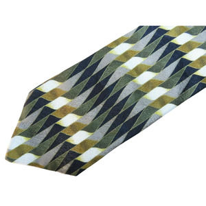 Manzoni Geometric Art Abstract Striped Black Diamond Italy Silk Neck Tie